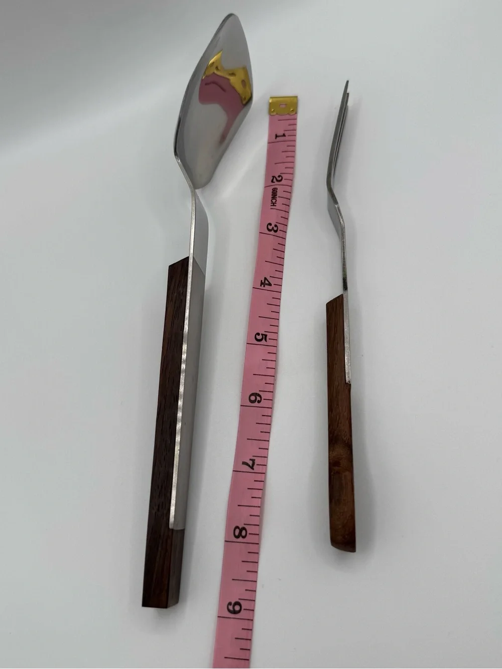 Vintage Japan Stainless Steel Rosewood Ice Cream Scoop Spade Pickle Fork Set MCM